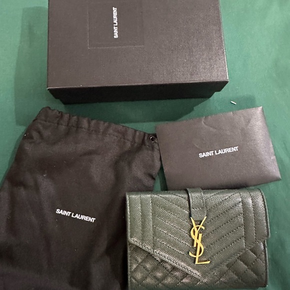 Saint Laurent Accessories - Saint Laurent Dark Green Leather Wallet